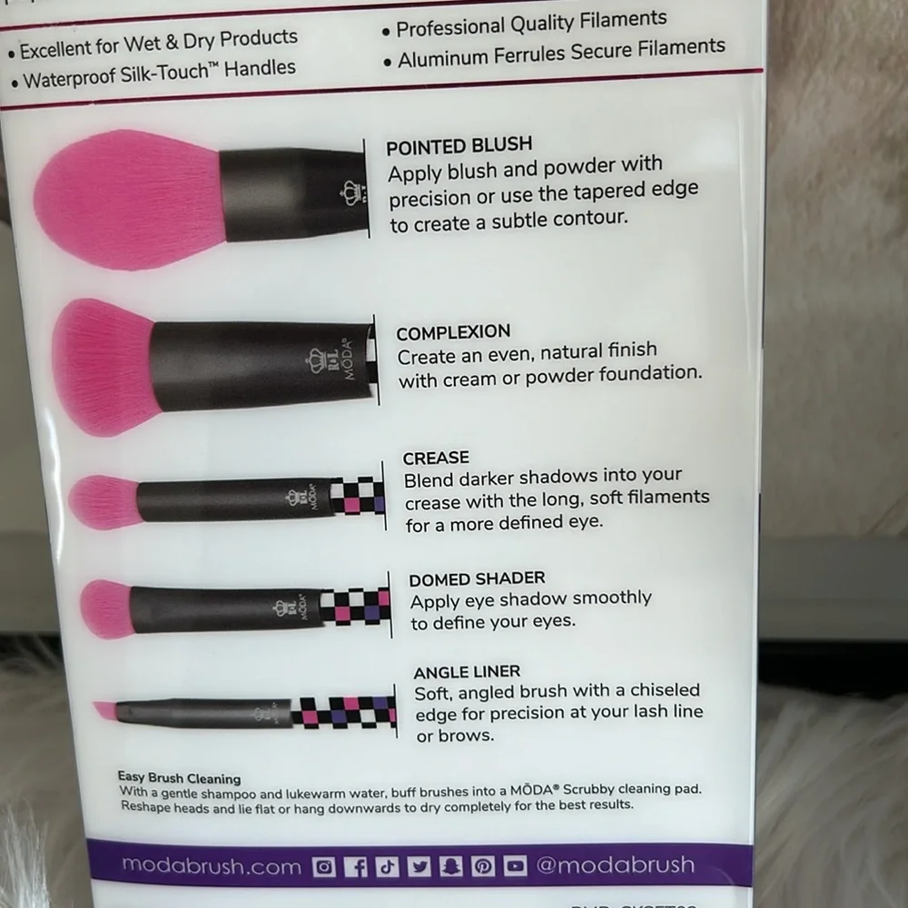Moda hot pink Barbie pink cosmetic brush set